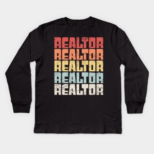 Retro 70s REALTOR Text Kids Long Sleeve T-Shirt